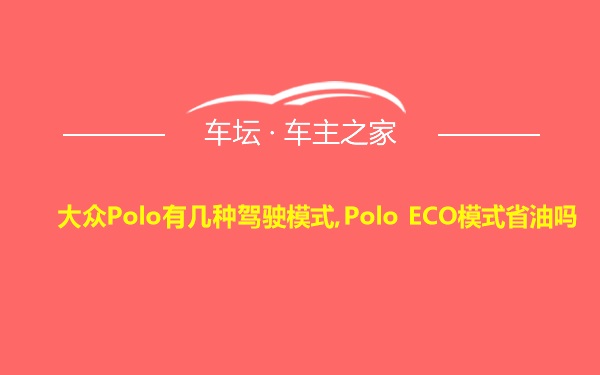 大众Polo有几种驾驶模式,Polo ECO模式省油吗
