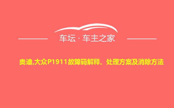 奥迪,大众P1911故障码解释、处理方案及消除方法