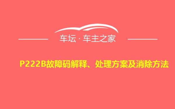 P222B故障码解释、处理方案及消除方法