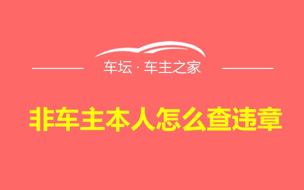 非车主本人怎么查违章