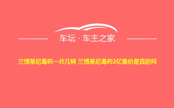 兰博基尼毒药一共几辆 兰博基尼毒药2亿售价是真的吗