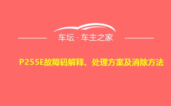 P255E故障码解释、处理方案及消除方法