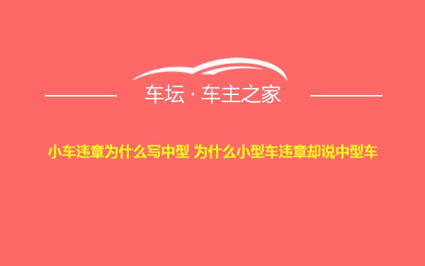 小车违章为什么写中型 为什么小型车违章却说中型车