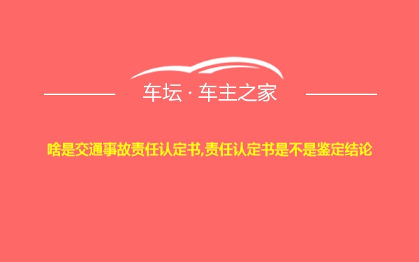 啥是交通事故责任认定书,责任认定书是不是鉴定结论