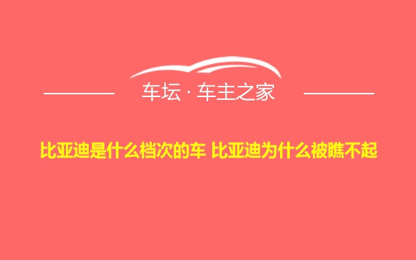 比亚迪是什么档次的车 比亚迪为什么被瞧不起